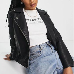 Topshop Faux Leather Biker Jacket